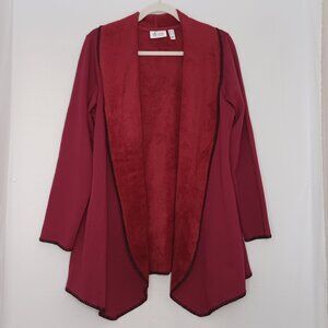 Women's D. & Co. Wine Color Open Front Cardigan with Pockets Size Medium
